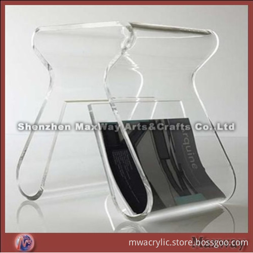 Transparent multipurpose acrylic furniture chair/stool with magazine holder